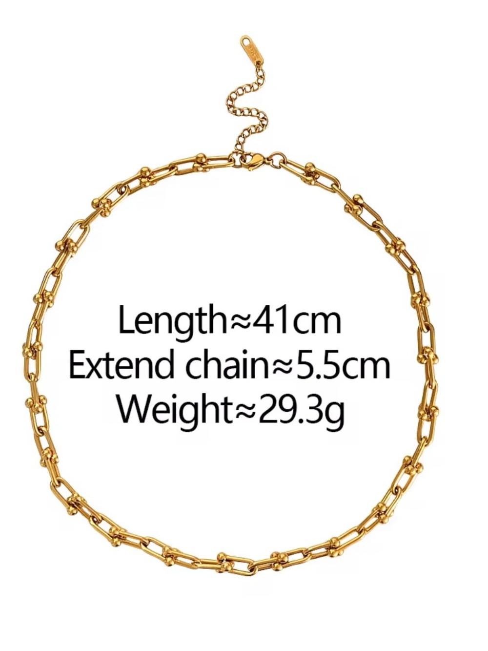 U Shape Graduated Gold Link Chain Necklace and Bracelet Stainless Steel SET - Picture 5 of 5